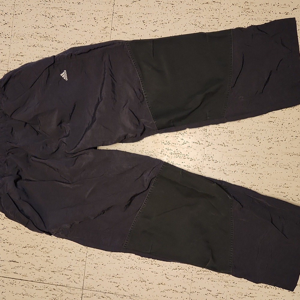 Adidas Black Straight Leg Baggy Track Windbreaker Pants Joggers Vintage 90s